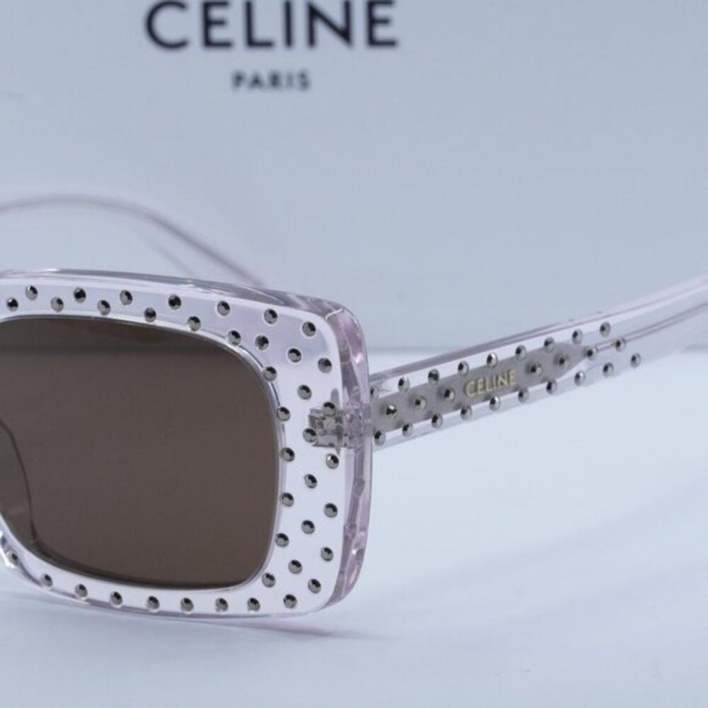 Celine CL4213IS 27E Square Sunglasses – Shiny Crystal/Brown - Picture 2 of 10